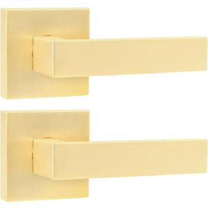 Leydebong 2 Pack Dummy Gold Door Handles Interior, False Door Knobs, Closet Door Knobs Dummy Door Knob, Non-Turning Dummy Door Knob Single Side (Satin Brass)