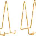 Large Plate Holder Display Stand - 12 inch Super Tall Big Plate Stands for Heavy Duty Display - Metal Picture Frame Stand - Tabletop Easel Stand for Decorative Platter | Plaque | Book - 2 Pack - Gold