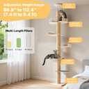 Veehoo Floor to Ceiling Cat Tree, Adjustable Height (5.1-9.4 ft) Tall Climbing Tower with Sisal Scratching Posts, Modern Cat Activity Tree for Indoor Cats