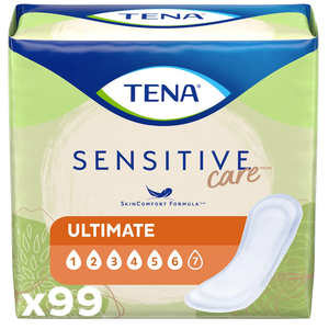 TENA Incontinence Pads, Bladder Control & Postpartum for Women, Ultimate Absorbency, Extra Coverage, Long, Sensitive Care, 99 Count 