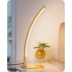 EDISHINE Curved LED Table Lamp, Modern Bedside Lamp with 3 Color Temperature