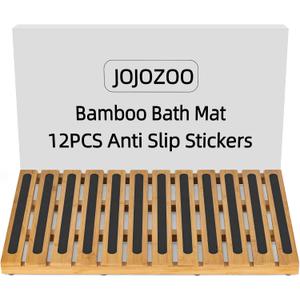 Bamboo Bath Mat, Bamboo Shower Mat for Bathroom, Non-Slip Bathroom Mat with Anti-Slip Stickers, Easy Clean Wooden Bath Floor Mat for Indoor Outdoor  Natural, 25.5916.141.57Inches (25.6" x 16.1" (Rectangular), Natural)