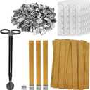 301Pcs Wood Wicks for Candles Making,Wooden Candle Wicks,with Trimmer Natural Crackling Wooden Wicks for DIY Candle Making
