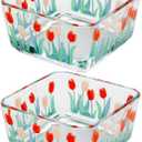 9 OZ Mini Tulip Candy Dish Cute Floral Candy Bowl Small Square Glass Bowl for Candy,Dessert,Snack,Fruit,Icecream,Yogurt,Dipping,Prep,Clear Serving Bowl,set of 2