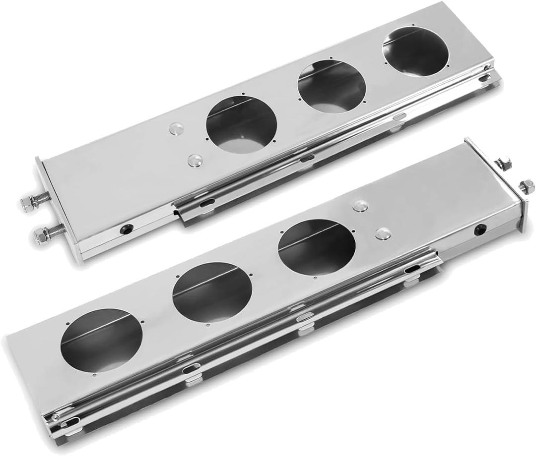 30in Stainless Steel Straight Spring Loaded Mud Flap Hanger 2 1/2in Bolt Spacing Bracket Mudflap Holder with Light Cutouts for Semi Trucks (Round)