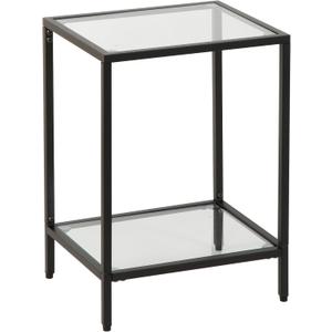 Modern 2-Tier Tempered Glass End Table - Stylish Black Metal Side Table for Small Spaces, Perfect for Living Room & Bedroom (Black, 1PCS)