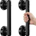 2 Pack Grab Bars for Bathtubs and Showers, 11 Inch Bathroom Safety Grip No Drilling & Waterproof, 230lbs Heavy Duty Shower Handle Removable Bath Handrails for Seniors and Elderly, Black