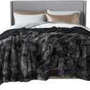 Bedsure GentleSoft Fluffy Tie Dye Black Blankets Queen Size for Bed, Thick Sherpa Faux Fur Fleece Fuzzy Plush Winter Warm Soft Queen Blankets, Black Bedroom Decor Cozy Gifts for Women Men, 90x90