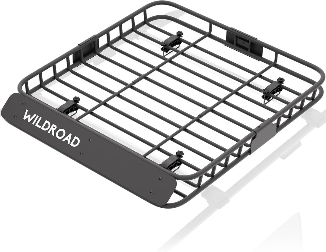 Wildroad Roof Rack Cargo Basket, Upgraded 4 Fence Car Roof Basket, 43"x 39"x 4" Universal Car Top Luggage Holder Carrier Basket Fits for SUV Truck Cars