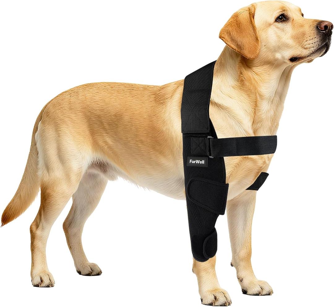 Dog Elbow Brace Protector with Decoupled Chest Strap - Breathable, Abrasion-Resistant - Adjustable Elbow Support for Hygroma, Dysplasia, Arthritis, Calluses & Shoulder Instabilit(Right Leg, M) (Black, M)