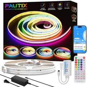 PAUTIX RGB Smart IC COB LED Strip Light Addressable 32.8ft/10m,UL-Listed 24V Color Flowing Strip Light Multicolor Flexible Tape Lights with APP Control/Music Mode,for TV,Bedroom,Party DIY Decoration
