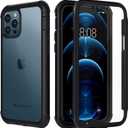 Saecosmo Case for iPhone 12 Pro Max, Full Body Protection Cover with Screen Protector, Ultra Thin Bumper Protective Phone Case for 12 Pro Max 6.7", Black