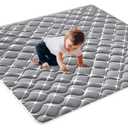 Vibe bear Baby Foam Play Mat, 50x50 Inches Baby Crawling Mat, Thicken One-Piece Baby Playmat, Non Slip Washable Baby Play Mat for Playing, Soft Floor Mat for Babies, Infants, Toddlers (50" x 50", Grey White)