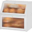 White Bread Box, Extra Large Bamboo Wood Bread Box, White Bread Storage Container