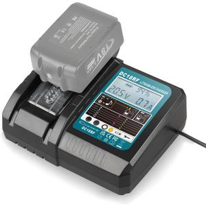 DC18RF 14.4V/18V Rapid Charger with LCD Display for Makita 18V Battery, Compatible with Makita 14.4V-18V Battery BL1850B BL1860B BL1830B BL1840B BL1820B & Charger DC18RD DC18SF DC18RT