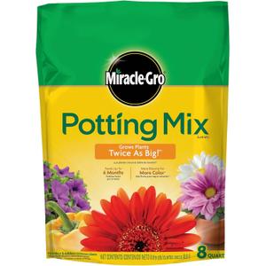 Miracle-Gro Potting Mix, For Indoor or Outdoor Potted Plants, Flowers, Vegetables, Shrubs, Annuals, and Perennials, Feeds Up to 6 Months, 8 qt. (1 Pack)
