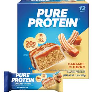 Pure Protein Caramel Churro Bars - 12 Count Box | 20g High Protein, Gluten-Free, On-the-Go Snack | Ideal Pre & Post-Workout Fuel | Low Sugar, Great Taste!