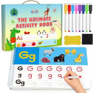 BenBen Preschool Learning Activities, 52 Pages, Tracing Books for Kids Ages 3-5, Kindergarten Workbooks, Toddler Writing Practice, Pre K Busy Book Educational Toys, Autism Learning Materials