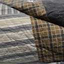 Finlonte Quilt Set Queen Size - 100% Cotton Queen Comforter Set, Plaid Quilted Bedspread Farmhouse Country Bed Spread, Lightweight Reversible Quilt Bedding Set All-Season, Gray/Brown/Black/White, 3Pcs (Queen (90"x98"))