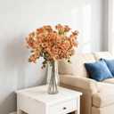 12pcs Artificial Orange Flowers for Indoor & Outdoor Decor, Burnt Orange Fake Spring Mums Bouquets, Faux Mums Lilac Flowers for Thanksgiving/Halloween, Autumn Arrangements (Durable UV Resistant)