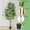 Warmplants Artificial Ficus Tree, 7ft Silk Fake Ficus Leaves Plant with Basket, Indoor Outdoor Faux Green Tree for Home Garden Office House Livingroom Dcor