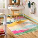 TOWN & COUNTRY PLAY Nara Southwest Pop Kid's Washable Area Rug, Soft & Plush, Safe Non-Slip Backing, Bedroom Rug, Dorm Decor, Playroom & Classroom Rugs, Pink/Multi, 7'10"x10'2"