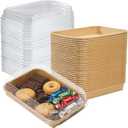 30 Pack 15oz Charcuterie Boxes with Clear Lids, To Go Paper Small Charcuterie Box with Lid, 7.5 x 5.2 x1.8in Disposable Bakery Take Out Containers for Desserts, Cookie, Charcuterie, Snack and Fruit