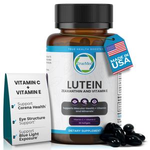 TRUEMED Lutein Vitamin C + Vitamin E 20mg Lutein with 4mg Zeaxanthin Eye Health Support Blue Light & UV Protection Supports Macular & Retinal Function 60 Softgels USA Made GMP Certified. Bbd 12/2026