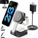2 x RYND 2026 Traveling Wireless Mag-Safe Fast Charging Station,Magnetic 3 in 1 Charger with iPhone 17 16 15 14 13 12 Pro Max Plus,Apple Watch Series & Air pods 4 3 2 Pro-Gifts for Wife & Husband(Black)