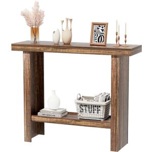 Farmhouse Wood Entryway Table Narrow Console Tables with Storage Behind The Couch Sofa, Entrance Side Table for Hallway, Living Room, Foyer, Rustic Brown
