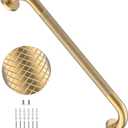 24 Inch Anti Slip Shower Grab Bar,YuanDe Brushed Gold Bath Grab Bar | Stainless Steel Knurled Bathroom Safety Rail, Shower Handrail Support, Handicap Elderly Balance Assist Handles-1.25" Diameter