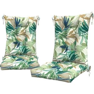DYTXIII Set of 2 Rocking Chair Cushions for Outdoor/Indoor Use,Water Resistant Tufted High Back Chair Pads for Patio,Porch,Balcony Rocker and Adirondack Furniture - Lush Leaf Green