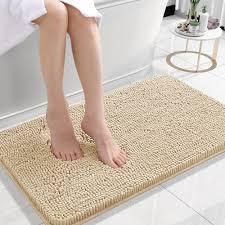 OLANLY Thick Small Bathroom Rugs 24x16, Extra Soft Absorbent Chenille Bath Rugs, Rubber Backing, Machine Wash Dry, Bath Mats for Bathroom Floor, Tub and Shower, Home Decor Accessories, Beige
