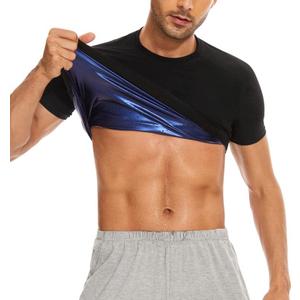 SHAPERIN Sauna Shirt for Men Sauna Tops Heat Trapping T-shirt Sauna Suit Workout Sweat Vest Body Shaper Gym Workout (X-Large, Black)