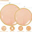 N9R 60PCS Orange Plastic Plates with Gold Rim, Elegant Disposable Plates, Circular Ribbed Design, 30 Dinner & 30 Dessert Plate for Parties, Weddings, Banquets and Events (Translucent Orange)