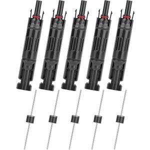 5 PCS PV Solar Panel Connector Male/Female 30A Built-in Diode Solar Wire Connectors Waterproof Anti-backflow