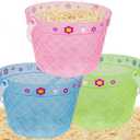 Zcaukya Easter Buckets, 3 Packs Clear Plastic Kids Easter Baskets with Handles, Empty Plastic Easter Pails for Easter Egg Hunt Party Favors, Green, Blue, Pink