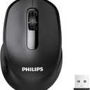 Philips Wireless Mouse,2.4G&BT5.2/3.0 Ergonomic Computer Mouse with USB Receiver,1600 DPI Optical and Silent Mice,12 Months Battery Life, Portable Design for Mac OS,Android,Windows 7/8/10/XP-Black