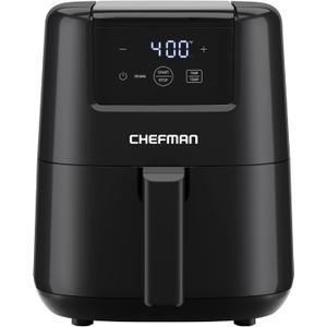 CHEFMAN 2 Qt Mini Air Fryer  Digital Space-Saving Compact Air Fryer with Nonstick and Dishwasher Safe Basket, Quick & Easy Meals in Minutes, Features Digital Timer and Shake Reminder  Black (2 Quart)
