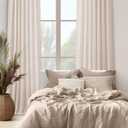 MIULEE Natural Linen Curtains 84 Inches Long 2 Panels, Pleated Tape Back Tab Soft Thick Linen Textured Window Drapes Pleat with Hooks Bedroom Living Room Light Filtering Neutral Farmhouse Cream Ivory