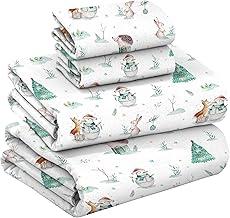 RUVANTI Flannel Sheets Queen Size - GOTS Certified 100% Organic Cotton, 4 Piece Warm, Soft & Breathable Set, Deep Pocket Snug Fit, Double Brushed Cozy All Season Bedding, Fox N Friends