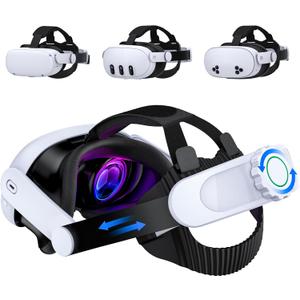 Head Strap for Quest 3S/Quest 3/Quest 2,Quest 3 Elite Strap Replacement Enhanced Support Comfort,VR Accessories Compatible with Oculus Quest 3 Headstrap Reduce Facial Stress Intellivision Games (White-Without Battery)