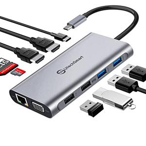 USB C Docking Station Dual Monitor, UtechSmart 11 in 1 USB C Hub Triple Display, Laptop Dock with 2 HDMI, Ethernet, VGA, 100W PD, SD/TF Card Slot, 4USB for MacBook Dell HP Surface Lenovo ASUS