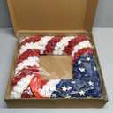 18 Inch Patriotic Red White Blue Large Size Square Shape Flower Wreath for Front Door, Forth of July American Flag Color Soft Touch Floral Wreath for Indoor and Outdoor, July 4th Home Decor