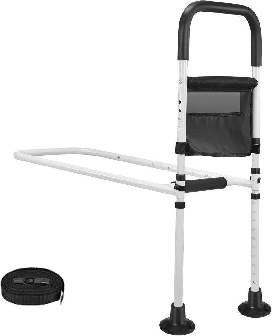 Bed Rails for Elderly Adults Height Adjustable Bed Assist Rail for Seniors Bedside Assist Bar with Support Legs for Seniors & Surgery Patients - Medical Bed Rail