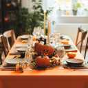 Pureegg Plastic Table Cloth Disposable 8 Pack, 54 x 108 Inch Table Cloths, Halloween Party, Thanksgiving Decorations, Harvest, Fall Tablecloths, Rectangle Tables, Leakproof & Sturdy, Orange