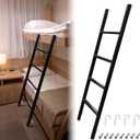 RV Bunk Bed Ladder, 55" Interior Adjustable Travel Trailer Twin Bed Step Ladders with 4 Hooks and Foot Caps, Heavy Duty Metal Dorm loft Camper Ladders, Portable Stairs Steps, Load 330 LBS
