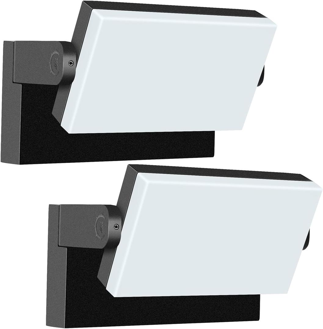 60W LED Outdoor Wall Lights with 360Rotation, Flood Lights Outdoor 5000K 4000K 3000K 3 Colors Changeable,Outside Sconce Security Lights for Garage Barn Front Porch (3CCT-2 Pack)