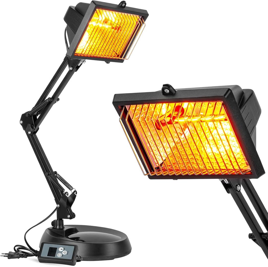 Infrared Lamp, 150W Infrared Heat Lamp, Red Light Therapy Lamp for Body Muscle Neck Shoulder Joints Back Pain Relief, Heat Lamp Device with Adjustable Sturdy Stand Timer