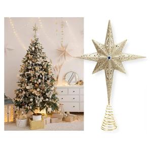 Christmas Traditions 11 inch Champagne Gold Glittered Large Christmas Bethlehem Star Tree Topper Star for Large Tree 6 feet-8 feet Tall/Home Decor Ornaments (Champagne Gold)